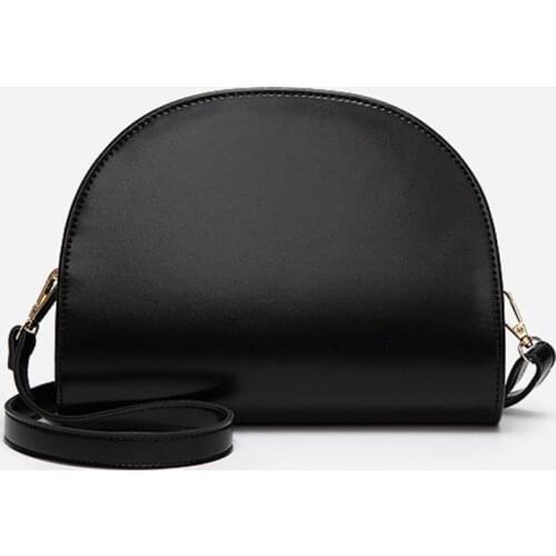 Hot Selling Women Shoulder Bag PU Leather Zipper Semicircle Handbag Simple Casual Messenger Bags Gift