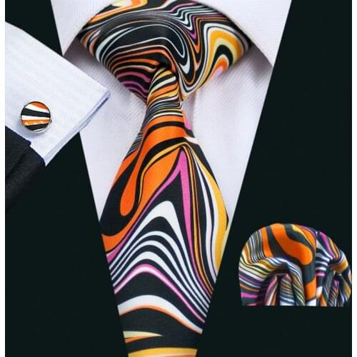 LS-1277 New Arrival Colorful Men`s Print Tie High Quality Brand Design Necktie Neckwear Hanky Cufflinks Sets For Party Wedding
