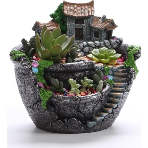 Micro Landscape Artificial Flowers Succulent Plants Pot Tiny Creative Flower Pot Holders Hanging Garden Design Air Garden