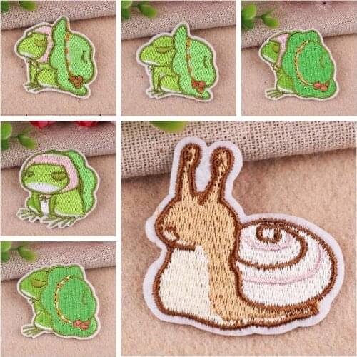 Cartoon Travel Animal Patch Embroidered Ironing Cute Japan Frog Snail Stickers Patches For Clothes Iron On Patch Kawaii Parches