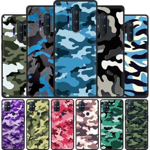 Soft Silicone Cover for OnePlus 8 Nord Z N10 8T 7 Pro N100 9 9R 7T 6 6T Phone Case Shockproof TPU Shell Military Camouflage Capa