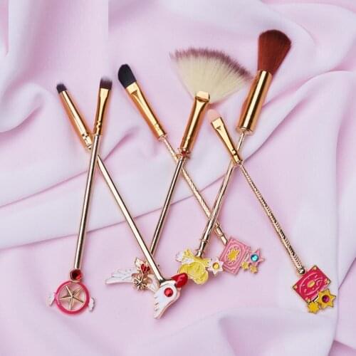 6 Pcs Cartoon Anime Makeup Brush Set Beginner Metal Makeup Tool Girl Holiday Gift