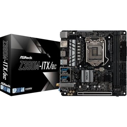 New ASRock Z390M-ITX/ac motherboard supports 9th and 8th generation Intel® Core™ processors (1151 socket) DDR4 4000MHz+ (OC) Dis