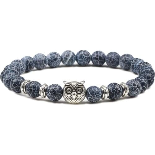 New Classic Tiger Eye Weathered Natural Stone Onyx Beads Braceles Owl Buddha Beaded Charm Bangle for Women Men Yoga Jewelry Gift