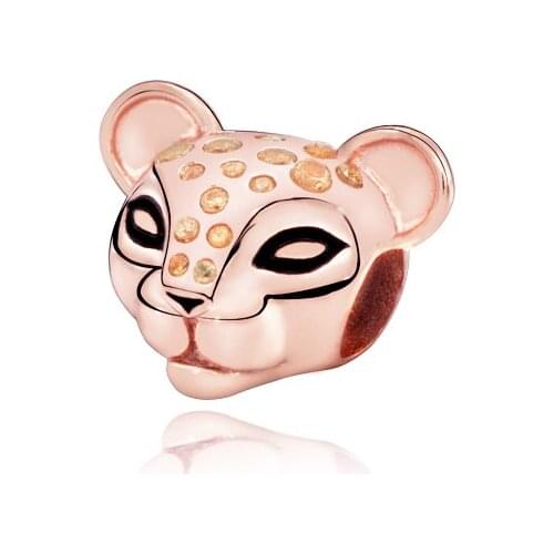 Wholesale 925 Sterling Silver Beads Pink Cheetah Avatar Charm Fit Original Pandora Bracelets DIY Women Fashion Jewelry Gift