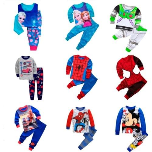Children Pajamas Sets Boy Cartoon Cars Spiderman Frozen Anna Elsa Print Nightwear Girl Family Kid Clothes Sleepwear Baby Pyjamas