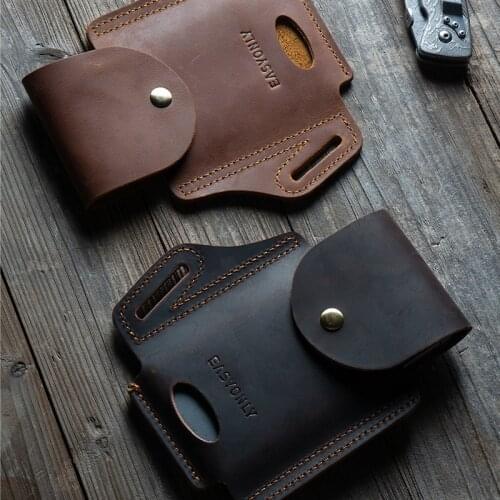 Portable Mobile Phone Storage Cowhide Storage Bag Outdoor Tool Leather Product Storage Box Outdoor Travel Tools Bag Phone