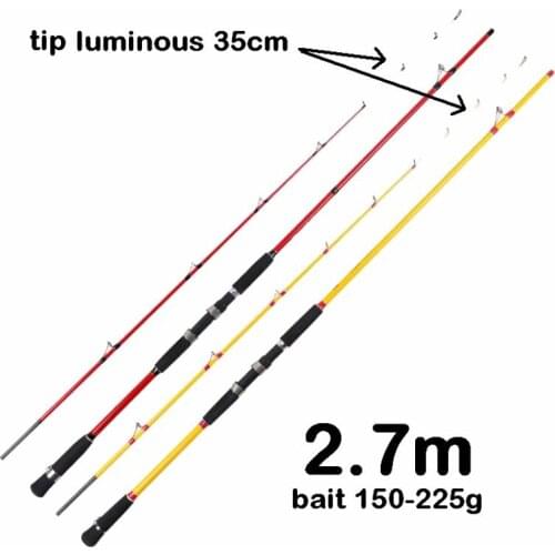 ZZ29 2.7m Slow Jigging Carbonfiber Trolling Bait 150-225g Fishing Rod Hollow Tip 2.2mm Seawater Protected Tip 35cm Luminous