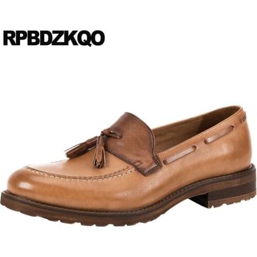 Plus size Italy italian party european 11 wedding genuine leather 46 real stylish boat shoes men loafers brand tassel dress