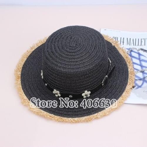 New Summer Fashion Flat Top Straw Bucket Hats Female Women Sun Beach Caps SWDS021