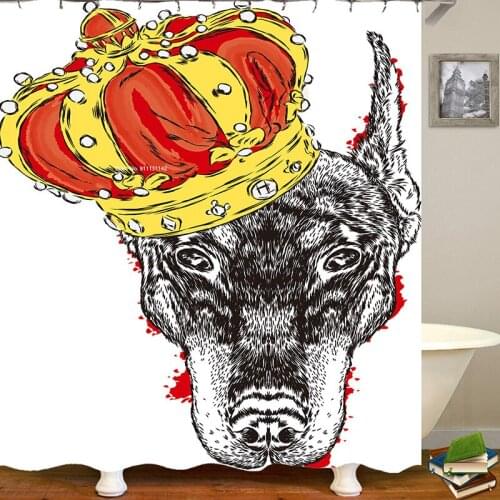 Modern Color Line Animal Pattern Shower Curtain Bathroom Polyester Waterproof Shower Curtain Non-slip Floor Mat 4-piece Set