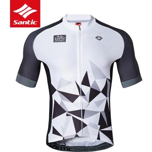New Santic Mens Breathable Cycling Jerseys Quick Dry Elastic MTB Road Bike Shirt Summer Reflective Short Sleeve Bicycle Clothing