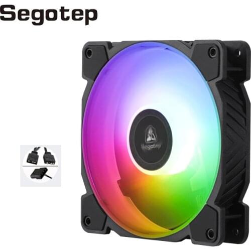 Segotep PC Fan ARGB 120mm 3Pin+4Pin ARUR SYNC Brilliant Light 9 Blades Quiet Adjustable RGB Cooler Fan for PC Case Cooling