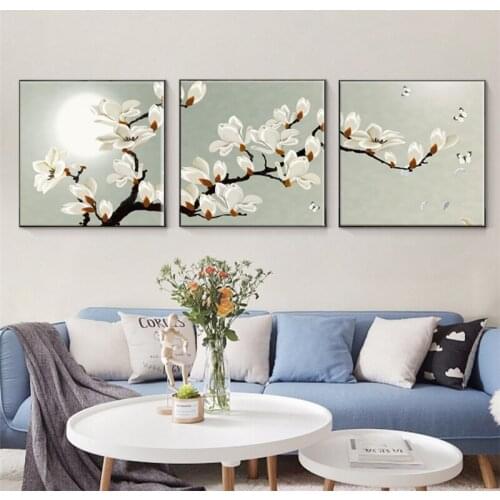 Springtime Magnolia Flower Landscape Art Poster And Prints Canvas Painting Wall Pictures for Living Room Home Decoration Gift