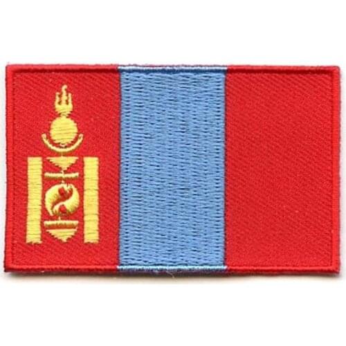 Embroidery Mongolia Flag Patch Fabric Label Maker for Clothing Flat Broder and Iron On Backing Accept Customized MOQ50pcs