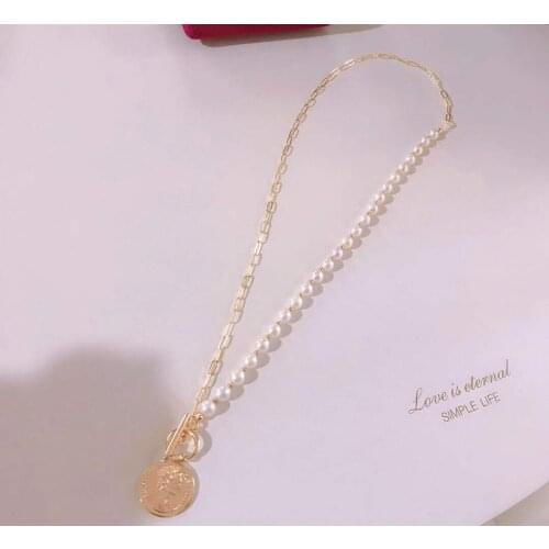 M712 Almost Round 6-7mm Nature Fresh Water White Pearls Pendants Necklaces for Women Fine Birthday Presents