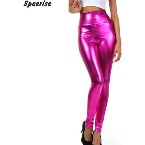 Womens Wet Look Leggings Shiny Glossy Metallic Sexy Pole Dance Costume High Waist Tights Lady Dance Pant Slim Ankle-length