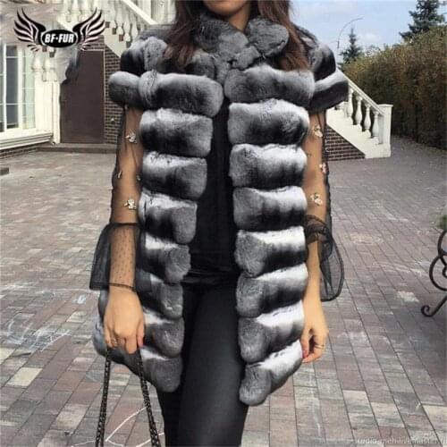 Winter Fashion Real Chinchilla Rex Rabbit Fur Vest For Women High Quality Rex Rabbit Fur Coats Full Pelt Natural Gilets Luxury