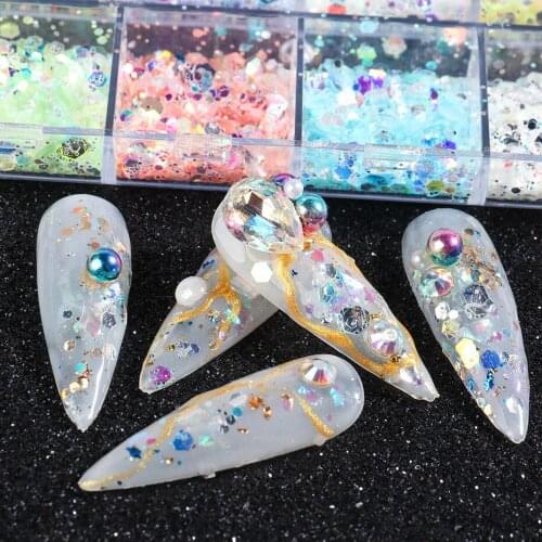 10set Glitter Flakes Irregular Shell Paper Shape Sequins for 3D Nail Art Scrapbook DIY Decoration Accessory Nail Supplier