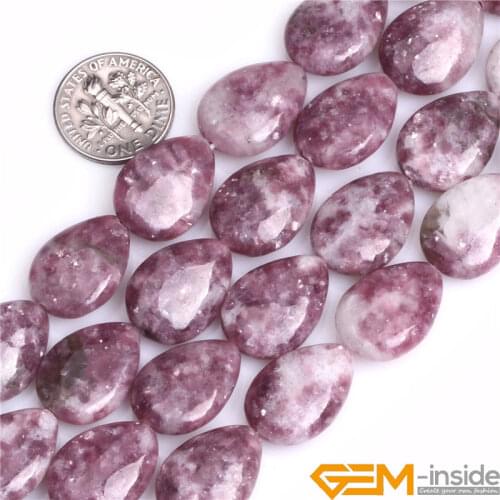 13x18mm Tear Drop Purple Lepidolite Coin Beads Natural Stone Loose Beads For Jewelry Making Strand 15" DIY Accessorries Beads