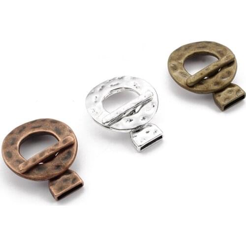 2sets Antique Bronze/Copper Hammered T-Bar Toggle Cuff Hook Clasps For 10x2mm Flat Leather Bracelets DIY Jewelry Accessories