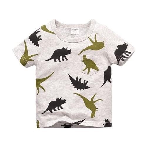 2018 Fashion Summer boys girls t-shirt Jurassic World dinosaur Print car Embroidery Cotton Kids Tees tops toddler clothing