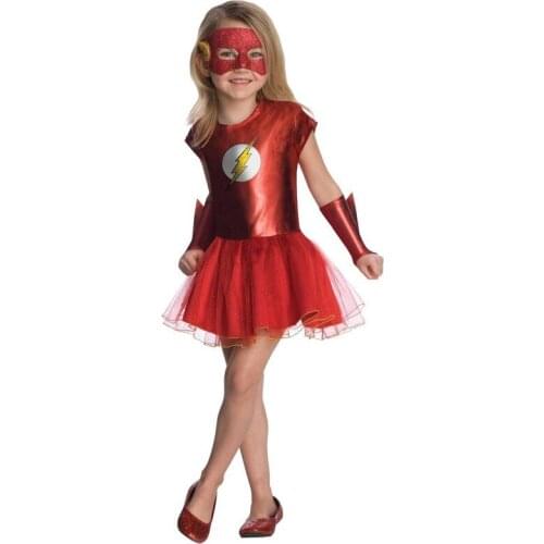 2020 The Flash Superhero Cosplay Costumes For Girls Fantasia Vestido Halloween Fancy Tutu Dress Kids Carnival Party Outfit Gifts