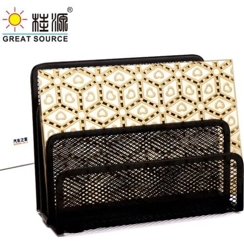3 Grids Card Letter Holder Evelop Holder Booken Metal Mesh Organizer Metallic Lacquer