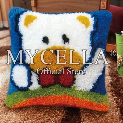 3D Segment Embroidery Pillow Latch Hook Animal Bear DIY Wool Latch Hook Rug Kits Handcraft Carpet Embroidery Supplies Creative