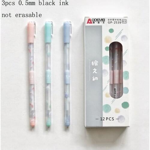 3X 0.5mm Black ink Painted Flower Gel Pen Writing Signing Pen Stationery School Office Supply