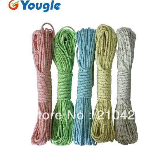 9 Strand Luminous Glow in Dark & Reflective Paracord Parachute Cord rope 100ft Outdoor Tools Accessories