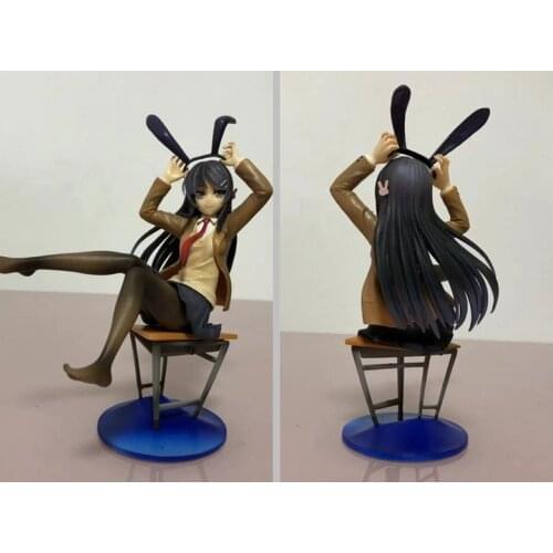 Anime Toys Adolescent Stupid Don't Dream Bunny Girl Senpai Sakurajima Mai Chair Changeable Face Boxed Figurefigure sexy