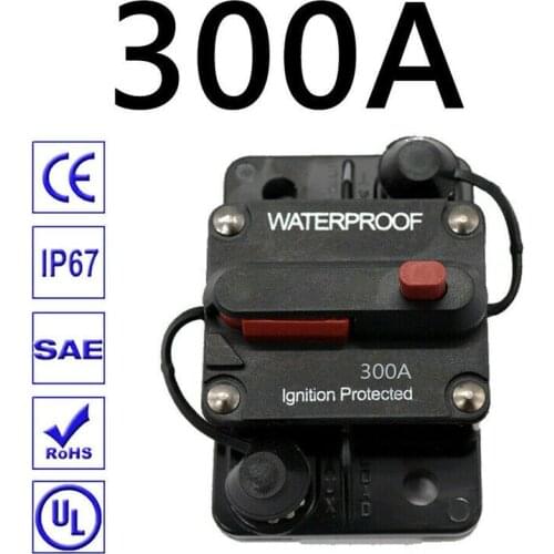 Circuit Breaker Fuse Audio Holder 30A-300A Manual Switch 12-48V DC For Car Boat IP67 Manual Reset Switch Black Quality Materials