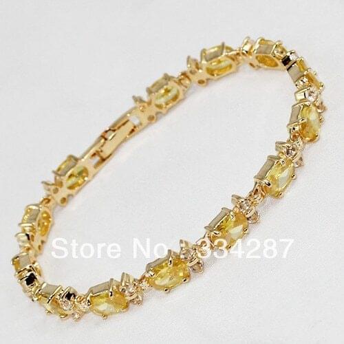 Fast shipping Fine Jewelry 6X8MM yellow Citrine Crystal Bracelet -Top quality free shipping