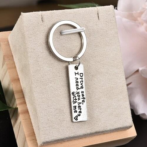 Fashion Drive Safe I Need You Here With Me Keyring Keychain Couple Family Love Keyrings Jewelry