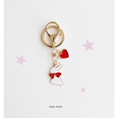High Quality Rabbit Keychain Peach Heart Car Keychain for Women Accessories Airpods Couple Pendant Charm Llaveros Originalese