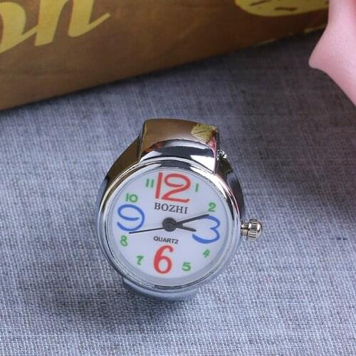 Movement Quartz Finger Ring Watch Dial Round Arabic Stainless Steel 23GE