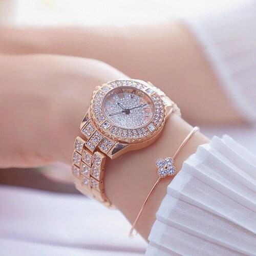 BS Women Watch Brand Luxury Watch Women Diamond Fashion Rose Gold Geneva Ladies Wristwatch Female Quartz Clock Relogio Feminino