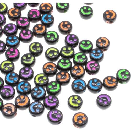CHONGAI 4X7mm 100Pcs Small Smile Acrylic Round Spacer beads For Jewelry Making