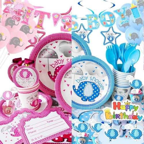 Girl Boy Baby Shower Decor Baby 1st One Birthday Party Decor Elephant Boy Babyshower Supplies Gender Secret Its A Boy Decor