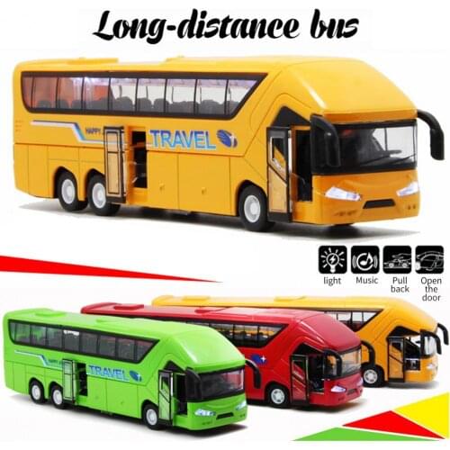 Decorative Car Toy Multifunctional Easy to Operate Pull Back Drive Alloy Bottom Switch Long-distance Bus Model for Boy Vehicles