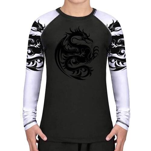 Dragon Totem Kids Long Sleeve Compression Rash Guard Unisex Youth Boys Girls MMA BJJ Jiu Jitsu