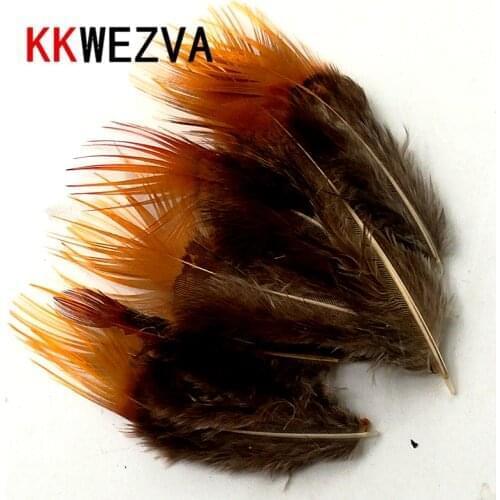 KKWEZVA 100Pcs Fly Fishing Lure Orange Natural Pheasant Herl Feather Nymphs Streamers Flies Accessories Fly Empatando Material