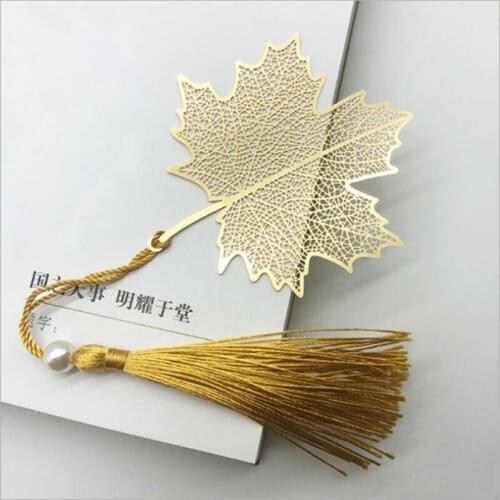 Metal Hollow Leaf Vein Bookmark Chinese Style Ginkgo Leaf Bookmark Sycamore Leaf Tassel Creative Bookmark