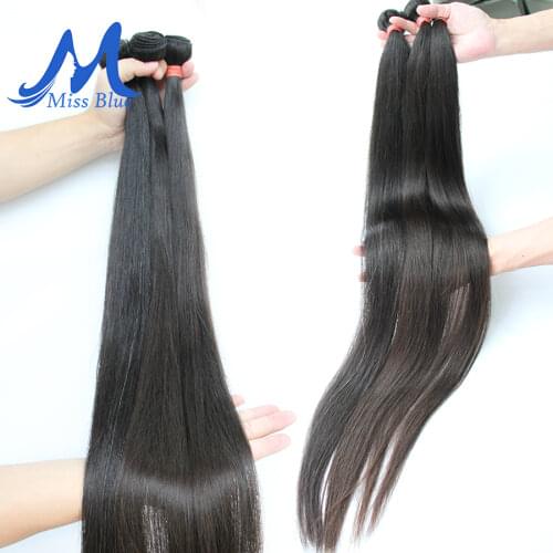 Missblue Peruvian Hair Weave Bundles Straight 100% Human Hair Bundles 28 30 32 34 36 38 40 Inch Full End Remy Hair Extensions
