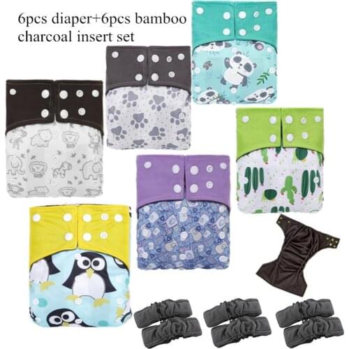 Risunnybaby Reusable Waterproof Diaper Baby Bamboo Charcoal Diaper One Size Pocket Baby Nappies With Insert Wholesale