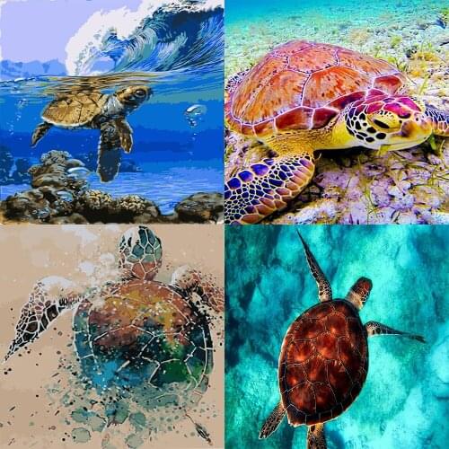 Sea Turtle DIY Painting By Numbers Acrylic Paint Coloring Modern Paintings On Canvas Kit Home Decor