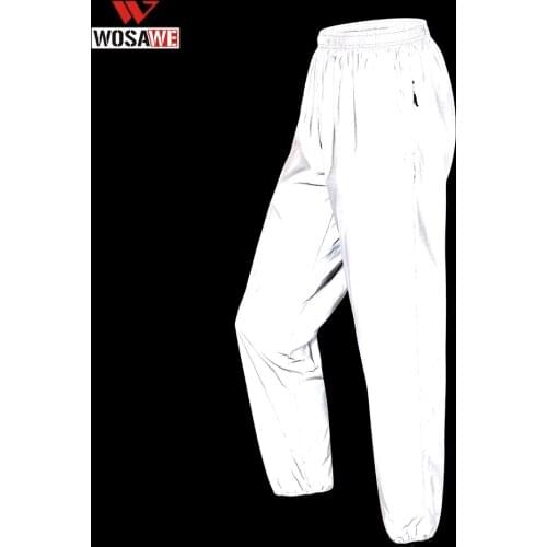 WOSAWE Mens Trousers Silver All Reflective Fluorescent Sport Runing Cycling Motorcycle Night Safe Sweatpant Waterproof