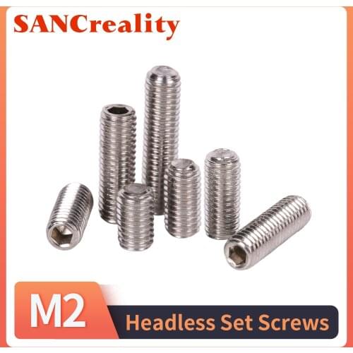 M2 Hexagon Hex Socket Set Screw Flat Point Allen Head M2 Grub Screw Stainless Steel Headless Set Screw