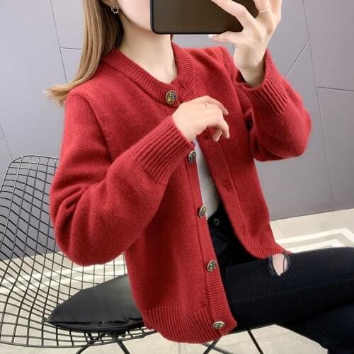 Room 194071 on the 4 row 6 】 make spring collar color button knitting cardigan [1056] 60